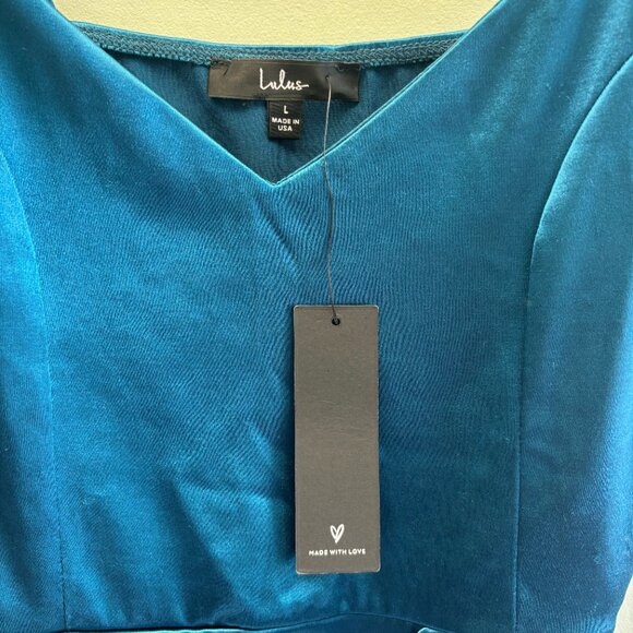 LULUS BLUE SATIN MINI DRESS- NWT - Picture 3 of 3